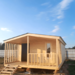 Дачный домик 7х5 с кухней и верандой в современном стиле